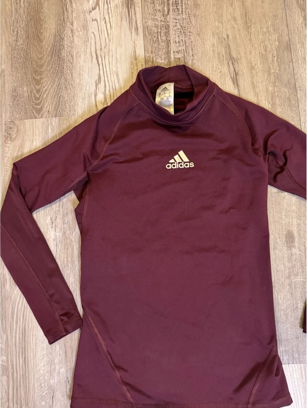Adidas Men’s XS Maroon Mock Neck Long Sleeve Compression Training Shirt